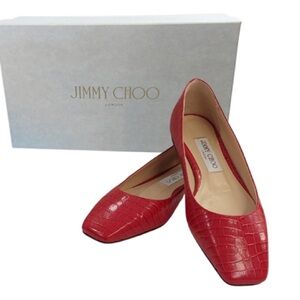 Jimmy Choo mirele Leather Croc Flat